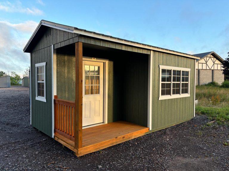 10×20 Utility Side Porch Cabin – Rosemary Green